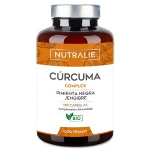 C??rcuma Org??nica con Jengibre y Pimienta Negra (1420mg x Dosis) - Curcumina y Piperina - 120 Capsulas Turmeric Curcuma Complex Nutralie